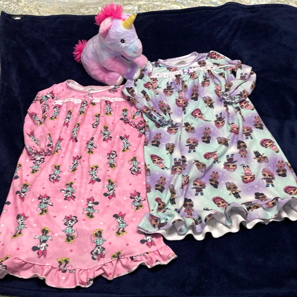 Girls size 6 nightgown bundle - (minnie mouse and lol surprise) with unicorn!